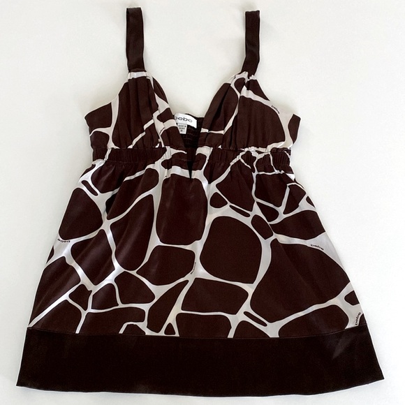 Bebe Top Sexy Brown White - Picture 1 of 11